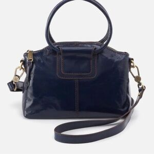 HOBO Navy Leather Dome Satchel with Detachable Strap